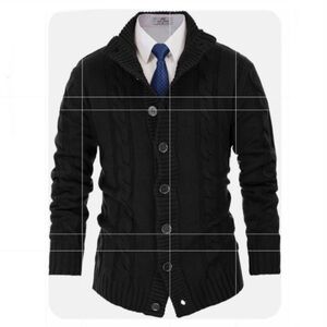 Paul Jones Black Chinky Knitted Cable Knitted Cardigan Sweater - Size 2X